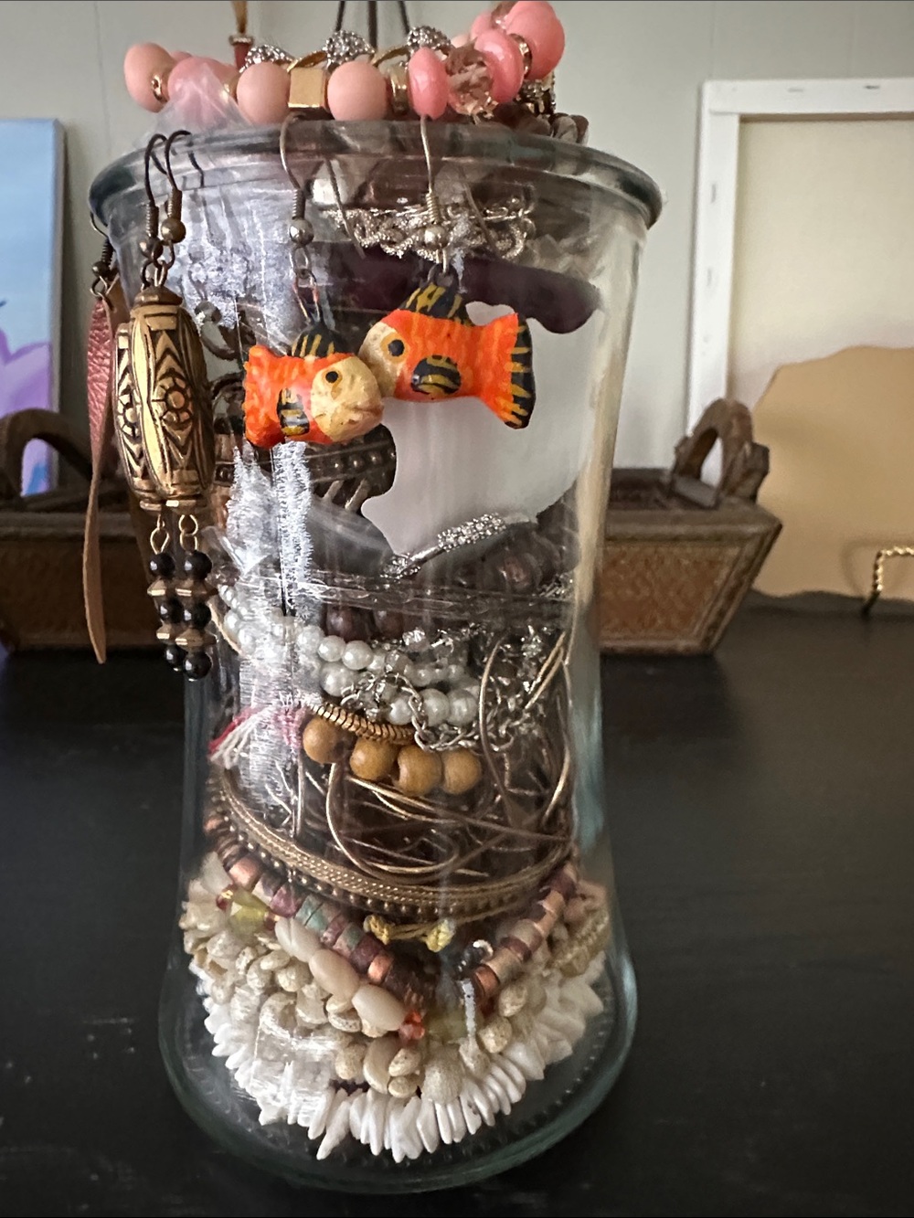Boho Inspired Mystery Jewelry Jar In shades Of Brown. - Picture 8 of 11